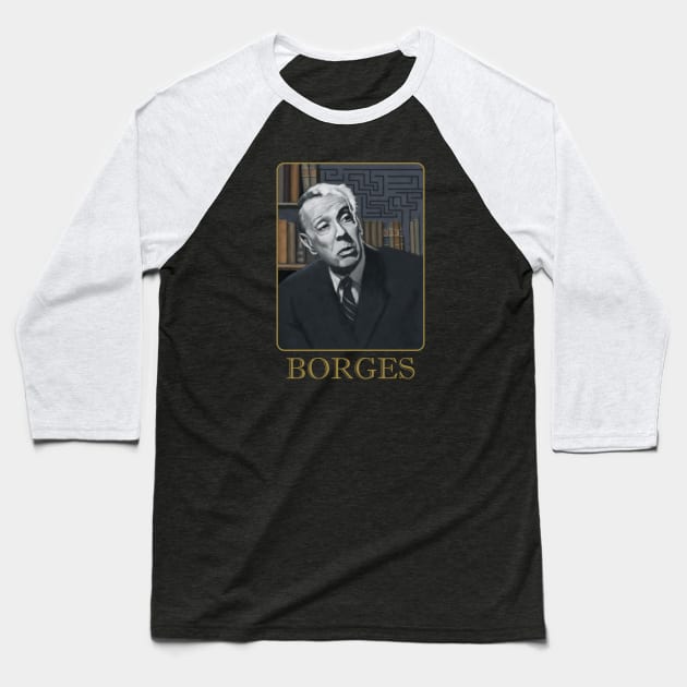 Jorge Luis Borges Portrait Painting Baseball T-Shirt by ianoz